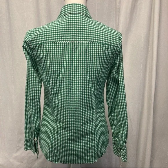 J. Crew Stretch Perfect Green Checkered Fitted Long Sleeve Shirt - Picture 3 of 7